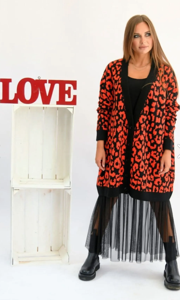 Desenli Extra Oversize Hırka 