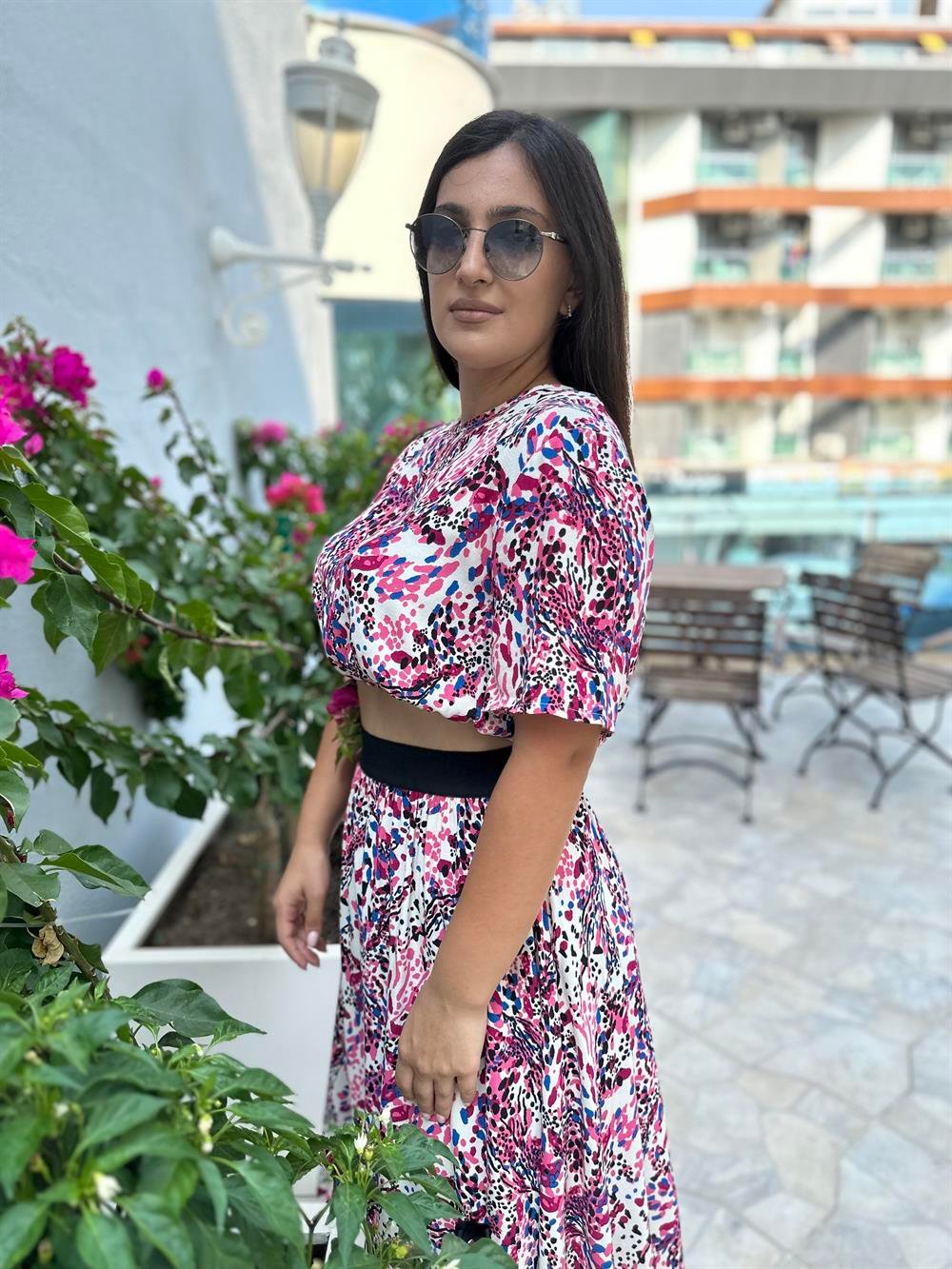 Pembe desenli 2li takım