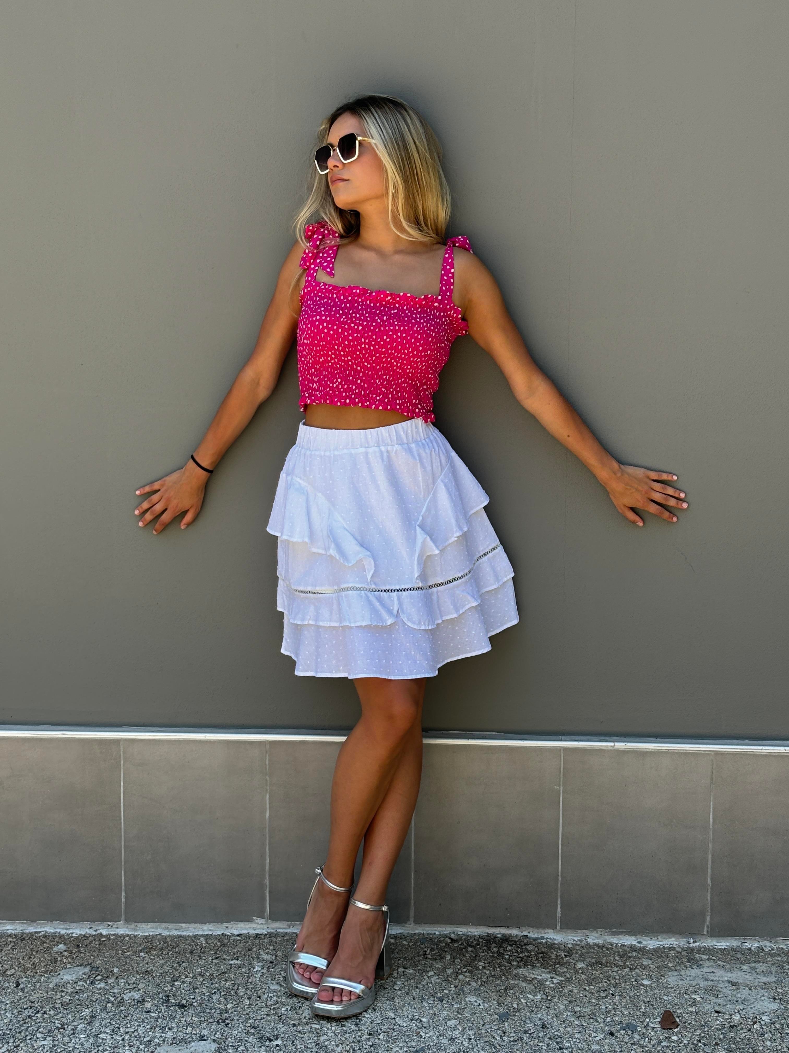 Puan ve Bağlama Detaylı Pembe Crop Bluz
