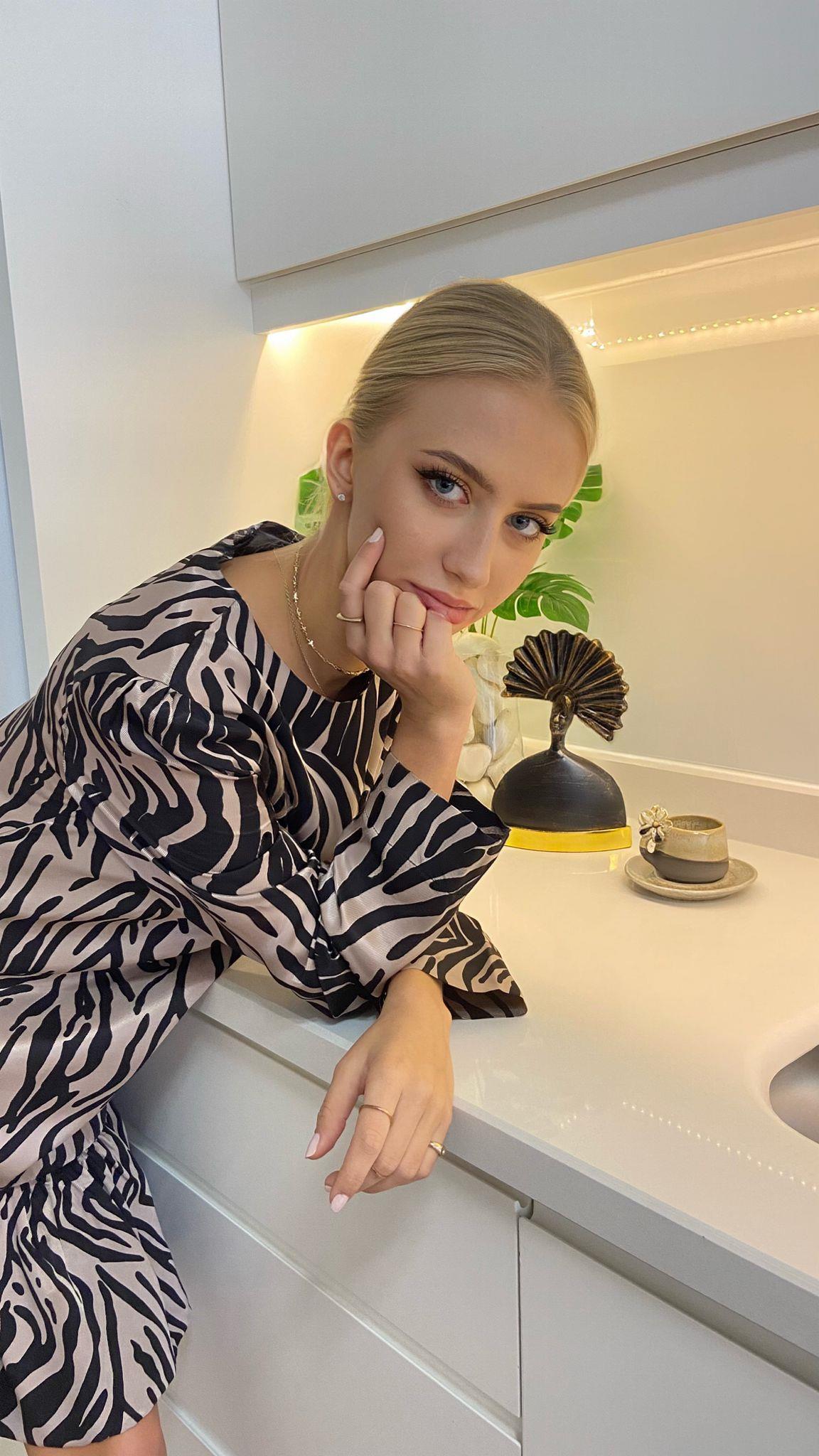 Zebra Desenli Saten Balon Etekli Elsibe 