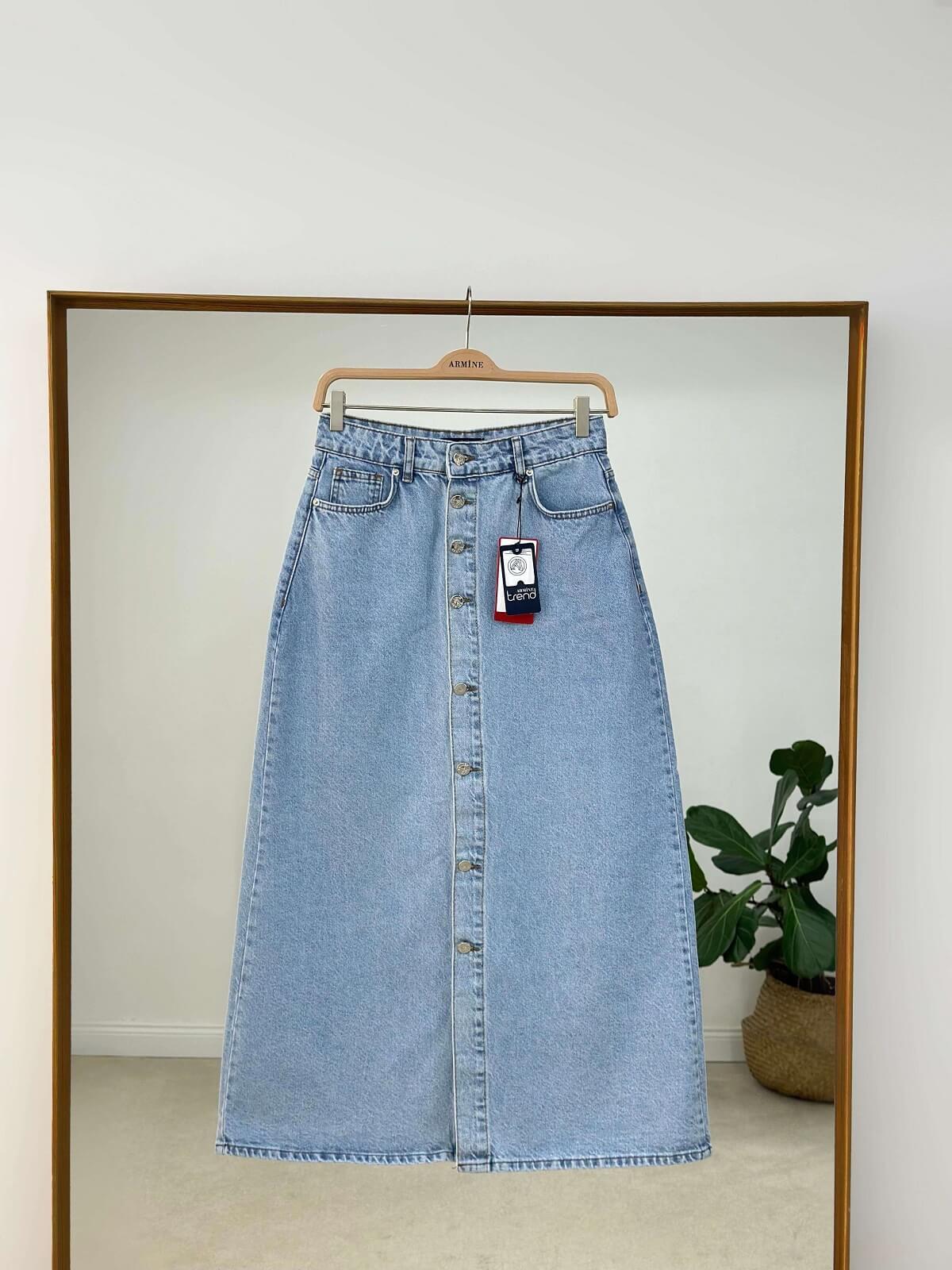Armine TREND Önden Düğmeli Denim Etek 24YTD104