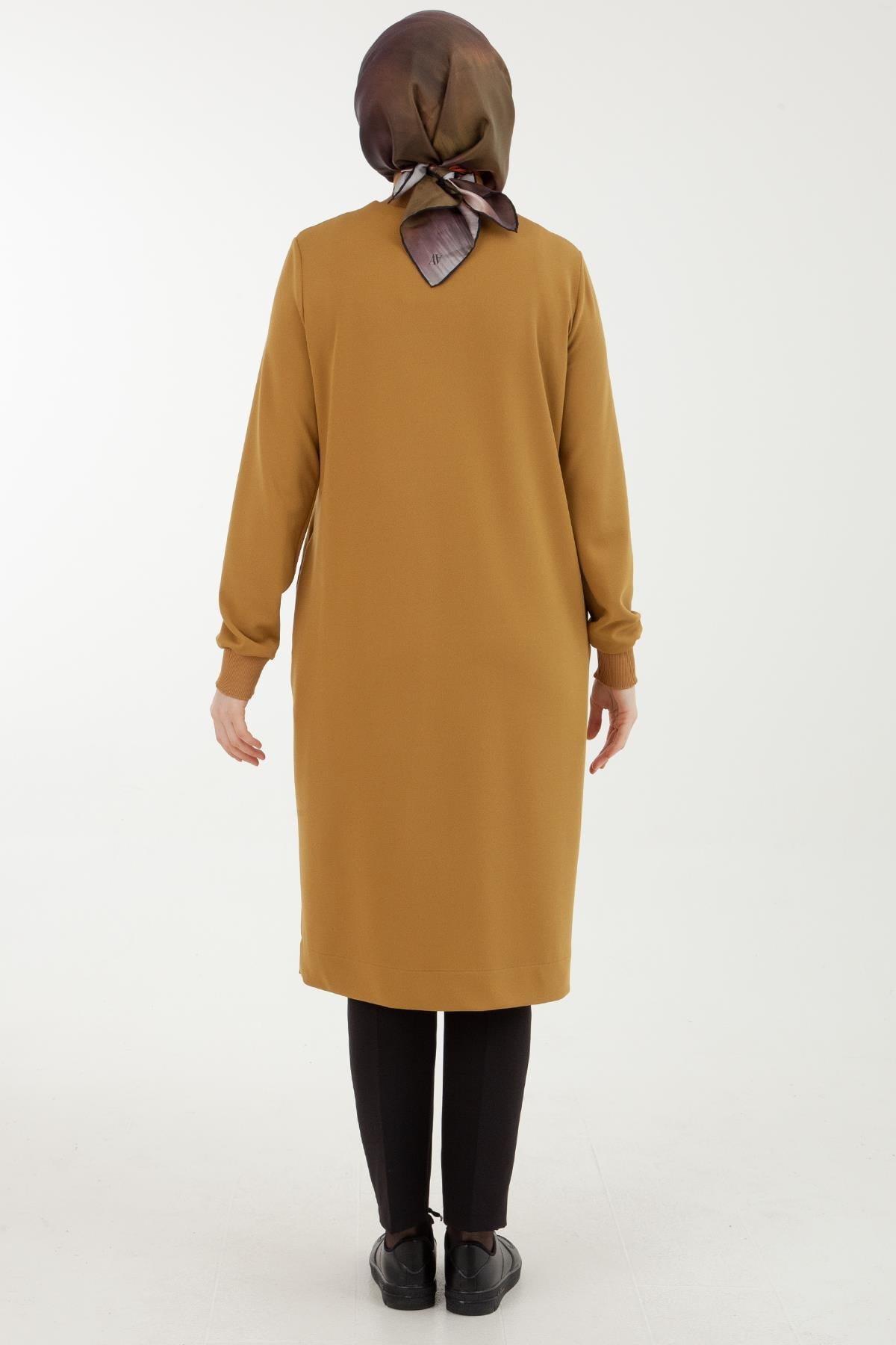 Armine Trend Yakası Halka Fermuarlı Tunik Olive 23kt442
