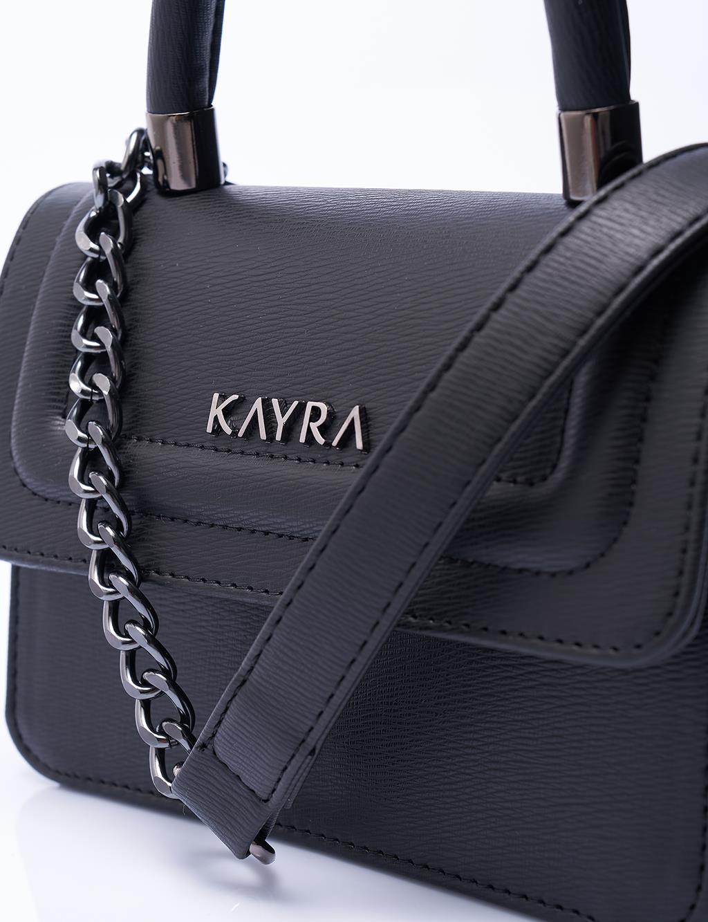 KAYRA Kapaklı Dokulu Çanta Siyah KA-B24-CNT53-12