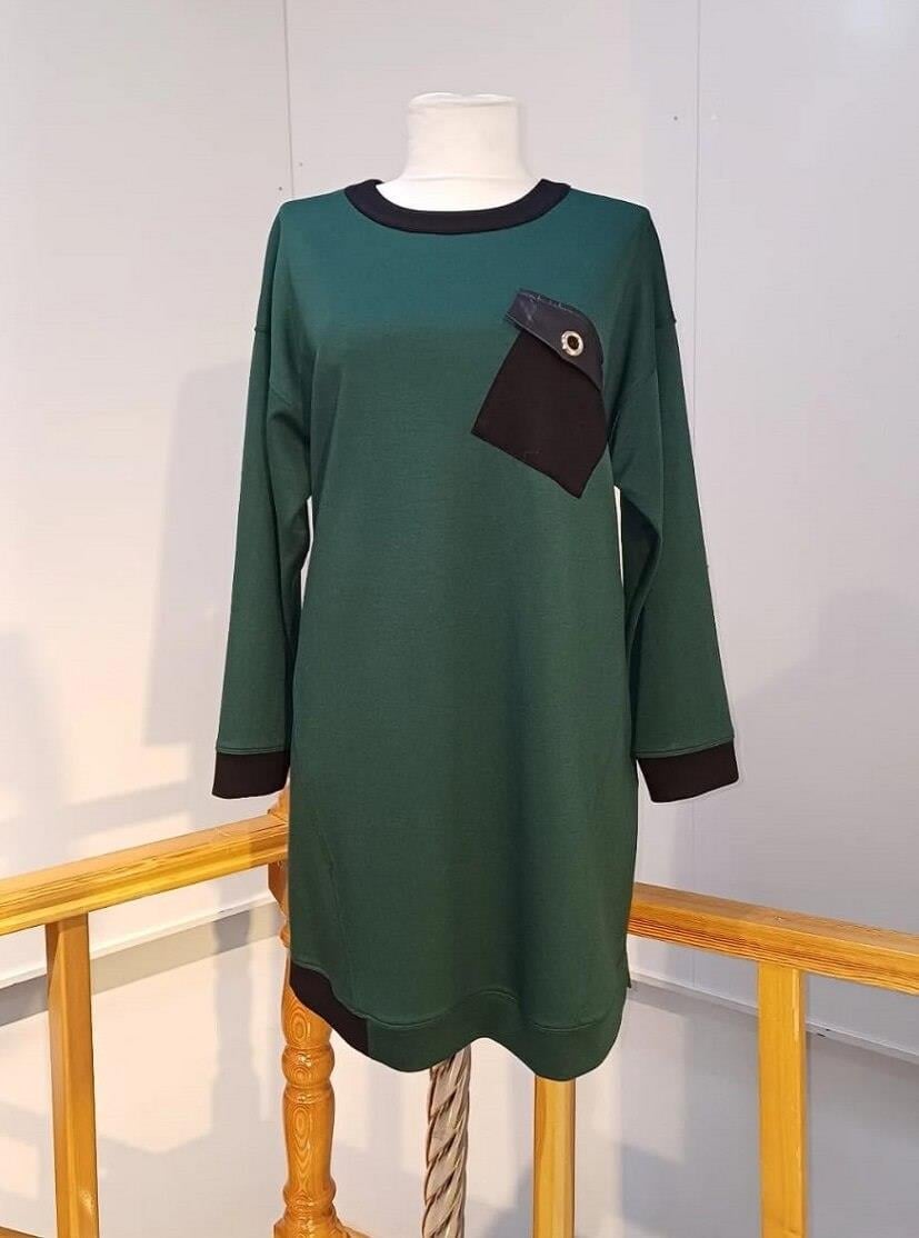 DEFRİNA Cep Detaylı Frida Tunik Yeşil 31113