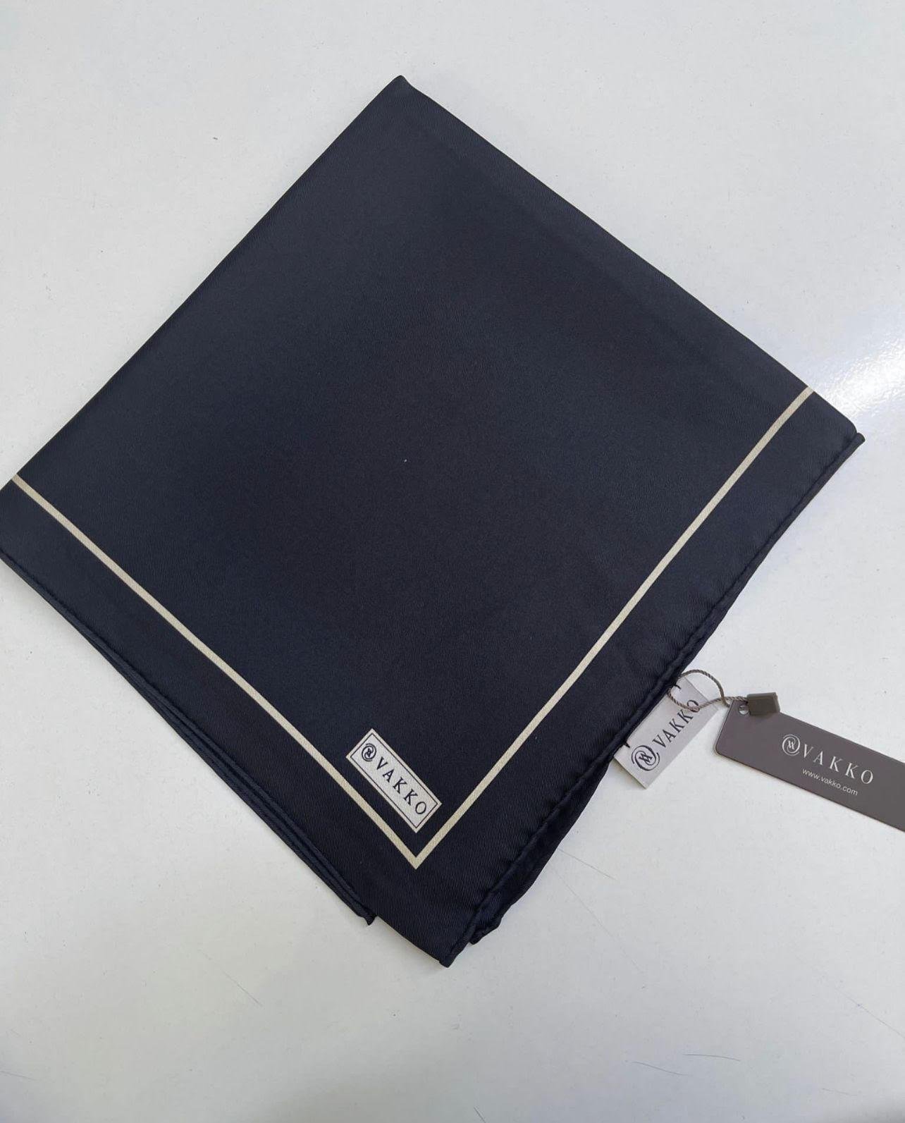 Vakko Düz Twill İpek Eşarp - Siyah Krem