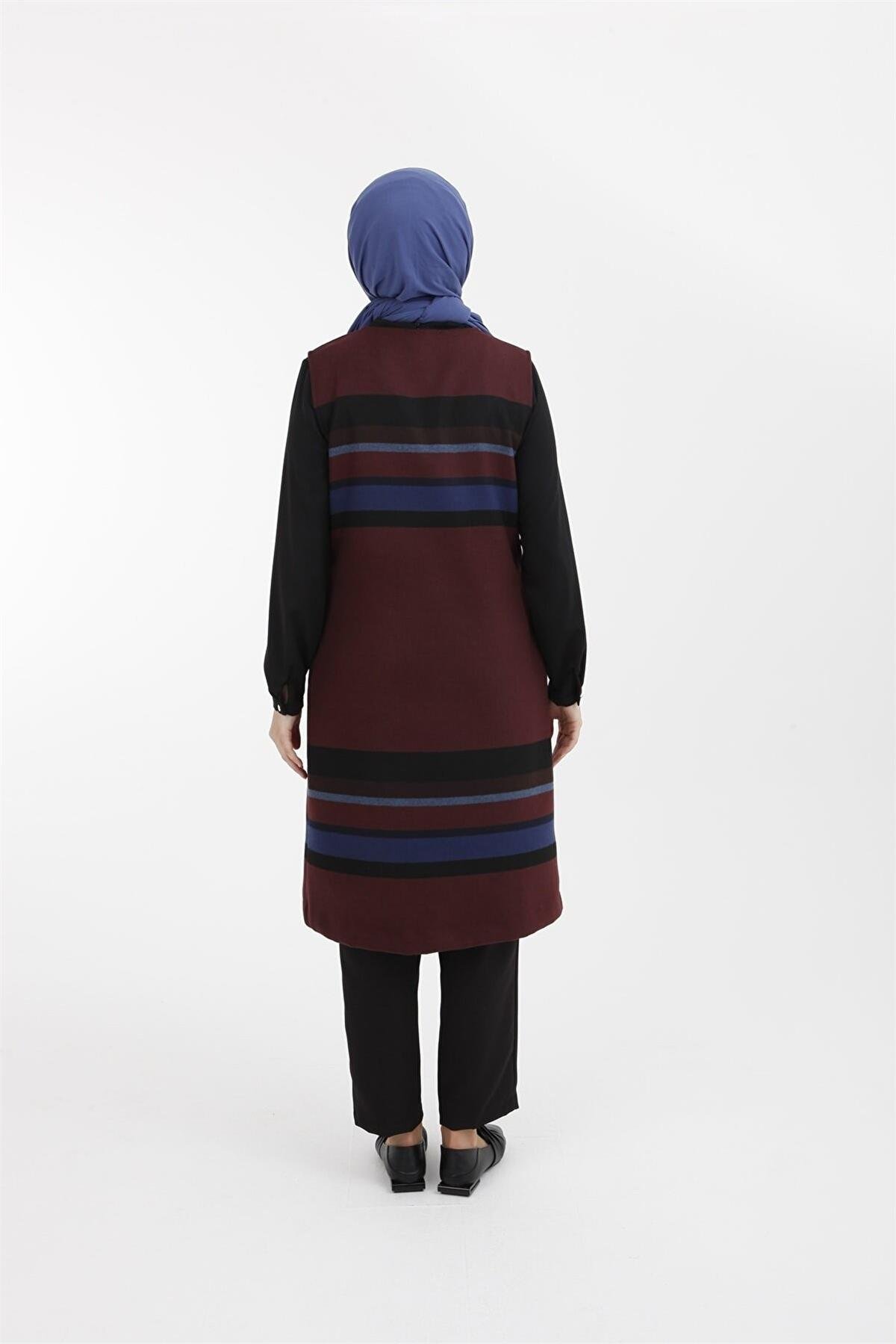 22KT515 Armine Bayan Kaşe Yelek Bordo
