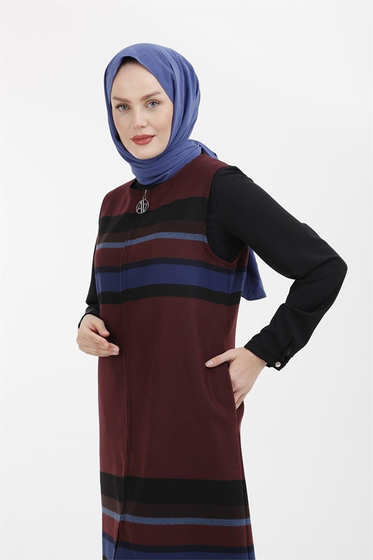 22KT515 Armine Bayan Kaşe Yelek Bordo