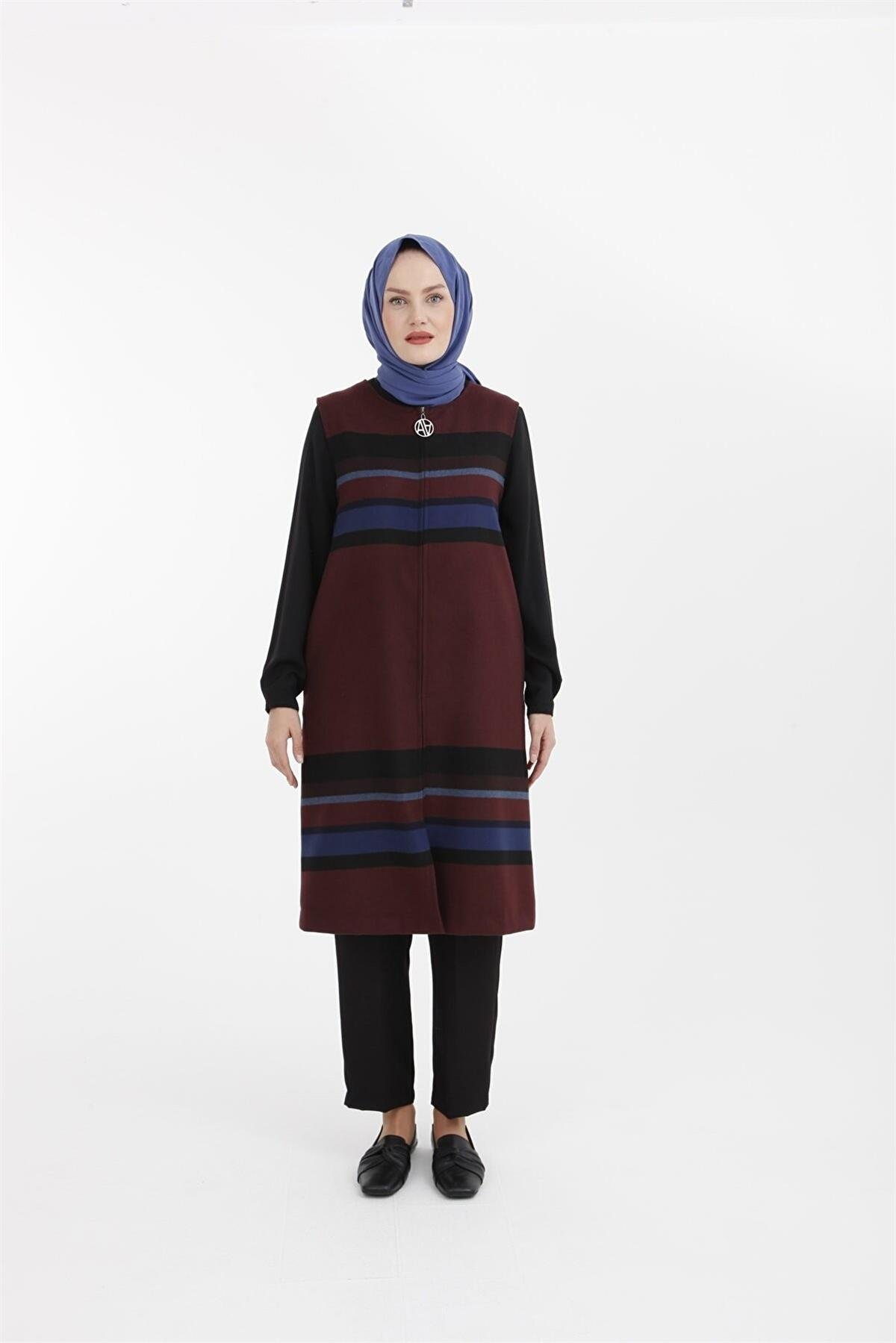 22KT515 Armine Bayan Kaşe Yelek Bordo