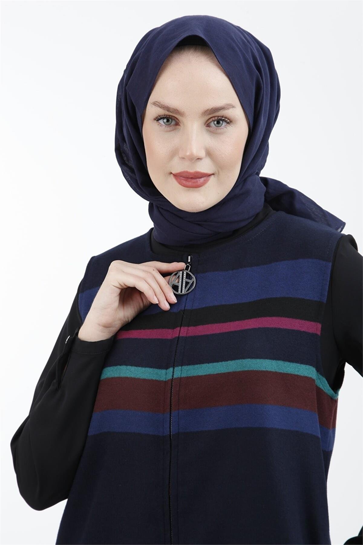 22KT515 Armine Bayan Kaşe Yelek Lacivert