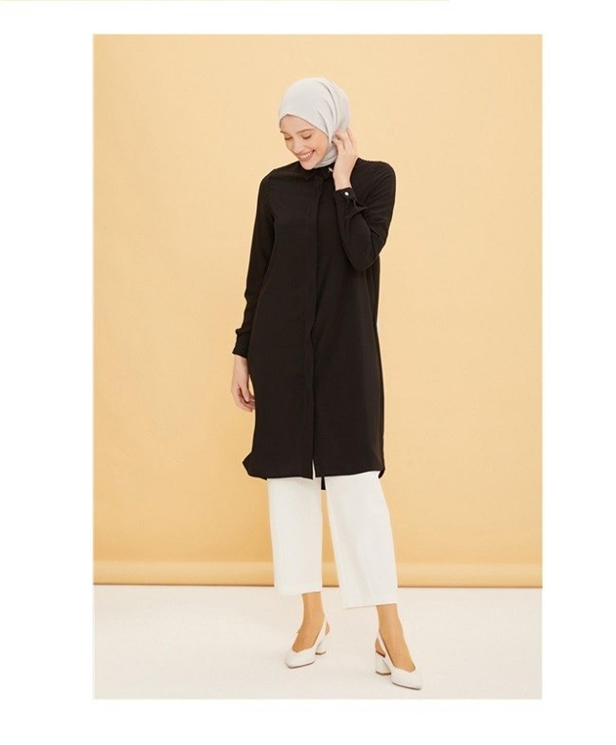 22YT490 Armine Yusufçuk Tunik Siyah