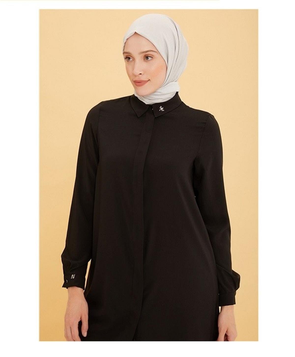 22YT490 Armine Yusufçuk Tunik Siyah