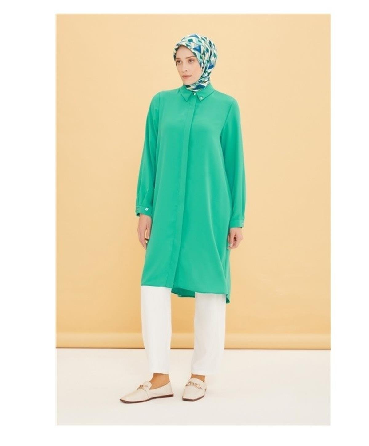 22YT490 Armine Yusufçuk Tunik Yeşil