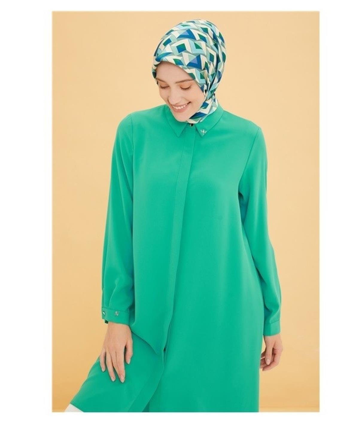 22YT490 Armine Yusufçuk Tunik Yeşil