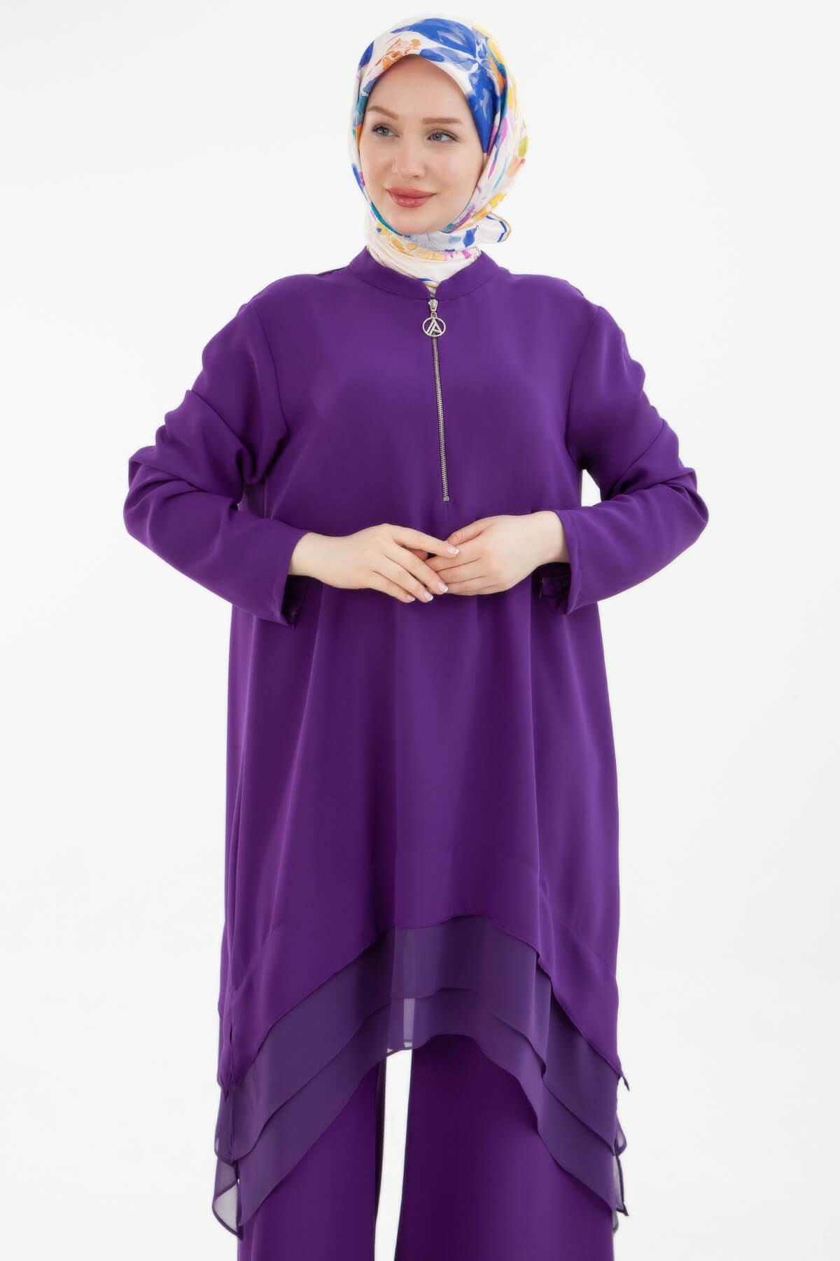 Armine TREND Altı Kot Fermuarlı Pantolonlu Takım Mor 24YT646