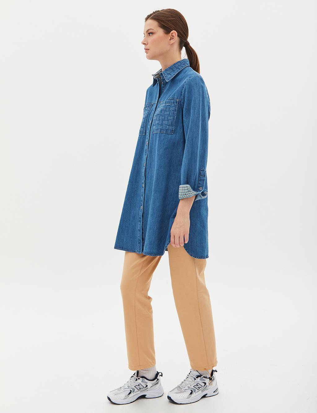 KAYRA Vivencia Cepli Denim Tunik İndigo VV-A23-91019-39