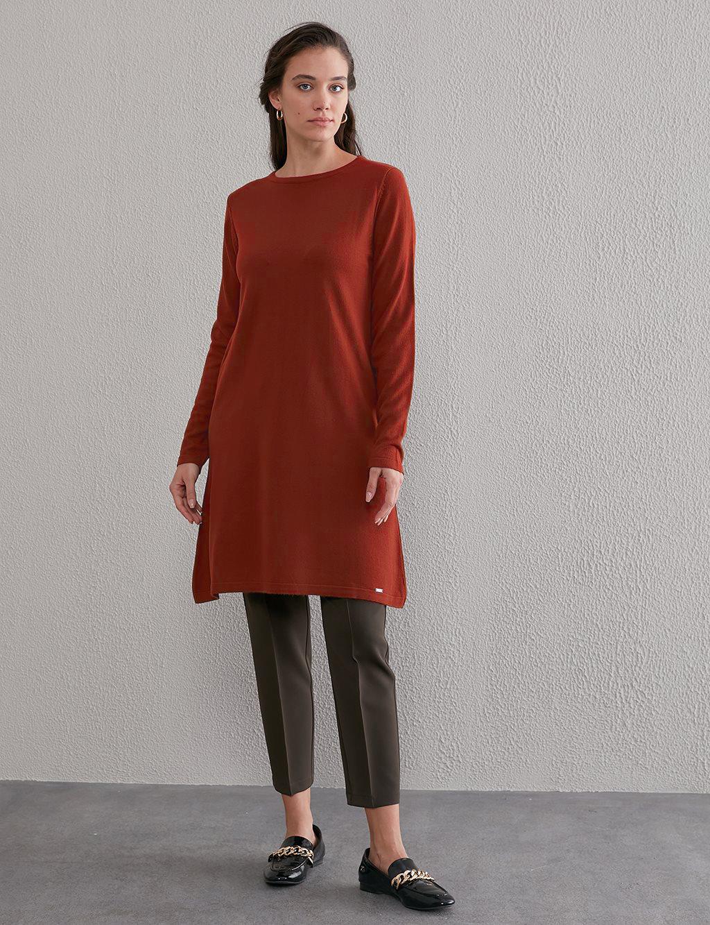 KAYRA Basic Sıfır Yaka Triko Tunik KA-SZ-TRK41 Kiremit