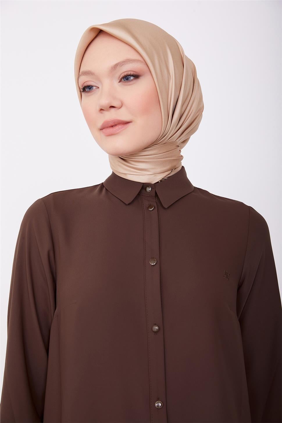 Armine Uzun Kollu Armine Logolu Tunik 23KH411 Acı Kahve