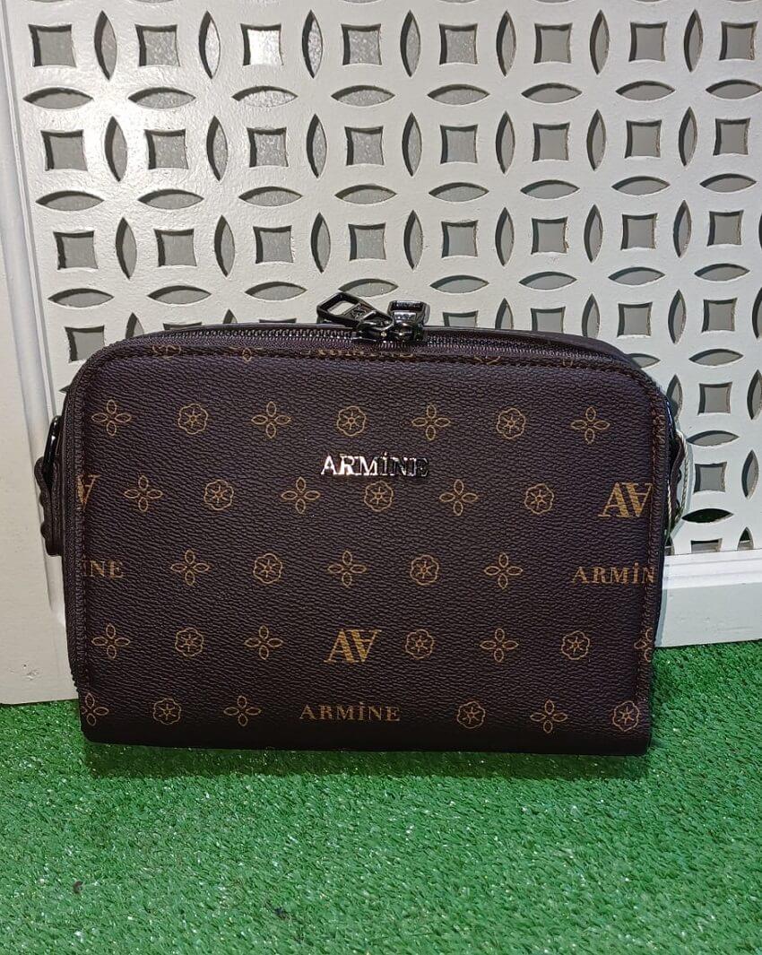Armine 228 Kadın Omuz Çantası Kahve Baskılı