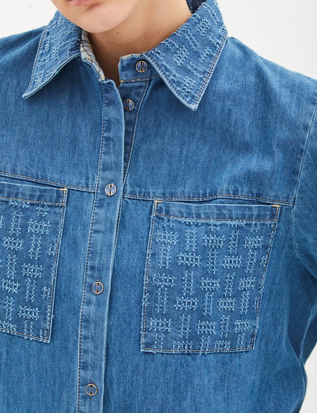 KAYRA Vivencia Cepli Denim Tunik İndigo VV-A23-91019-39