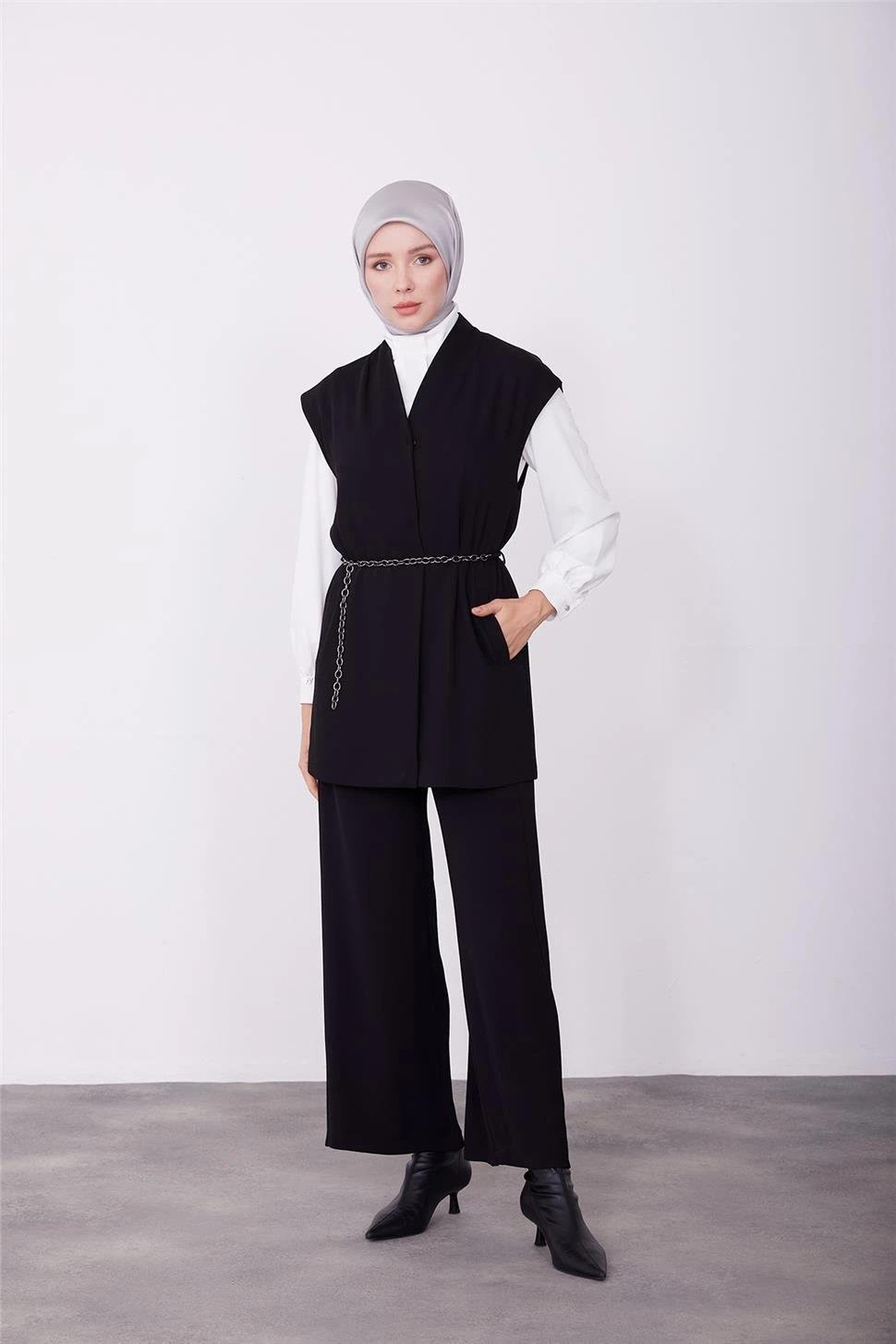 Armine Zincirli Yelek Takım 23K6703 Siyah