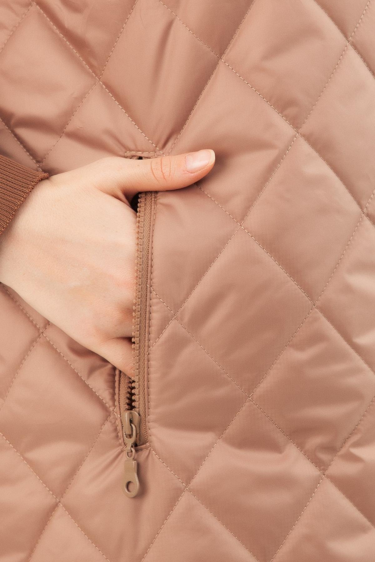 Armine Trend Kapitone Kapüşonlu Kışlık Yelek Camel 23KT544