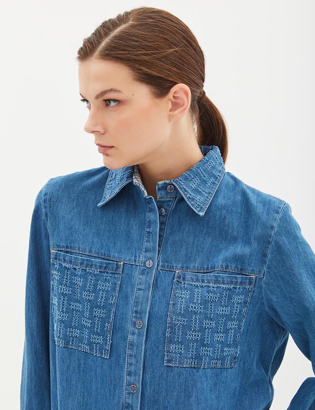 KAYRA Vivencia Cepli Denim Tunik İndigo VV-A23-91019-39