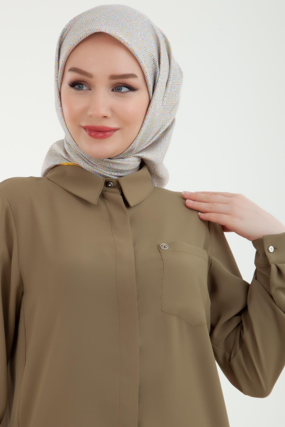 ARMİNE TREND Pantolonlu Beli Lastikli İkili Takım Yağ Yeşili 24YT629