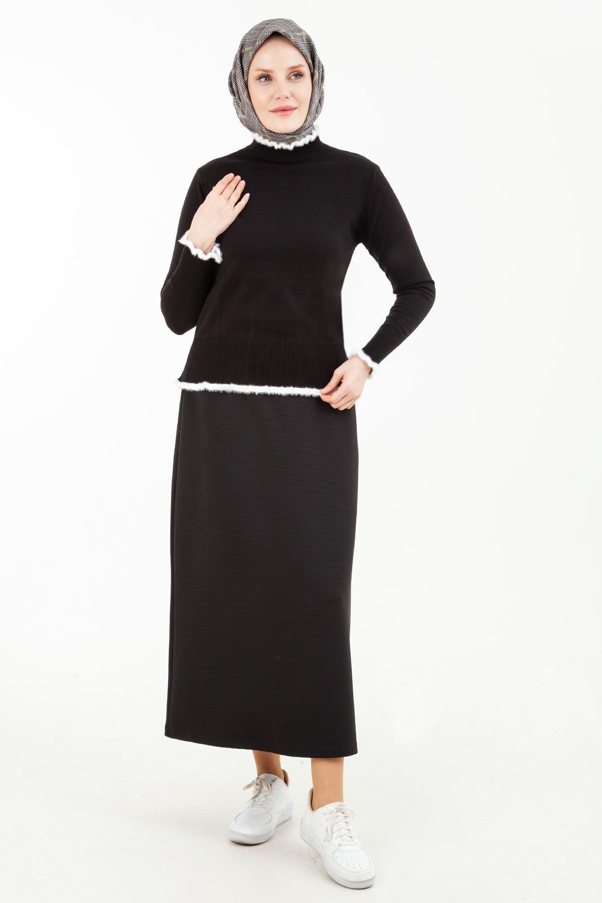 ARMİNE TREND Siyah Düz Dar Etek-Siyah 23KT113