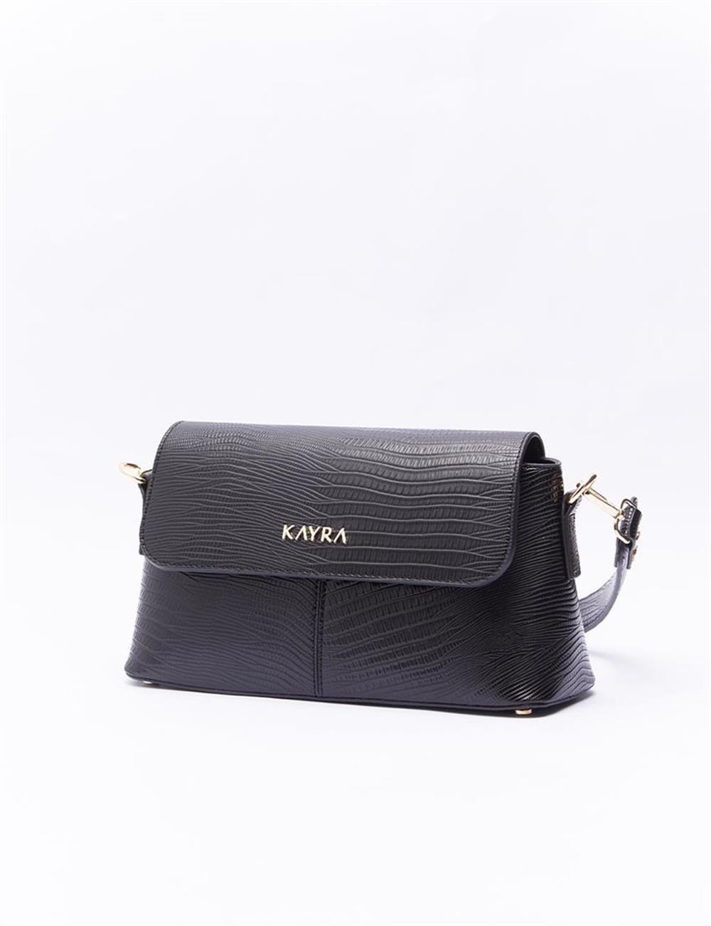 Kayra Croco Desenli Baget Çanta KA-B23-CNT30B Siyah