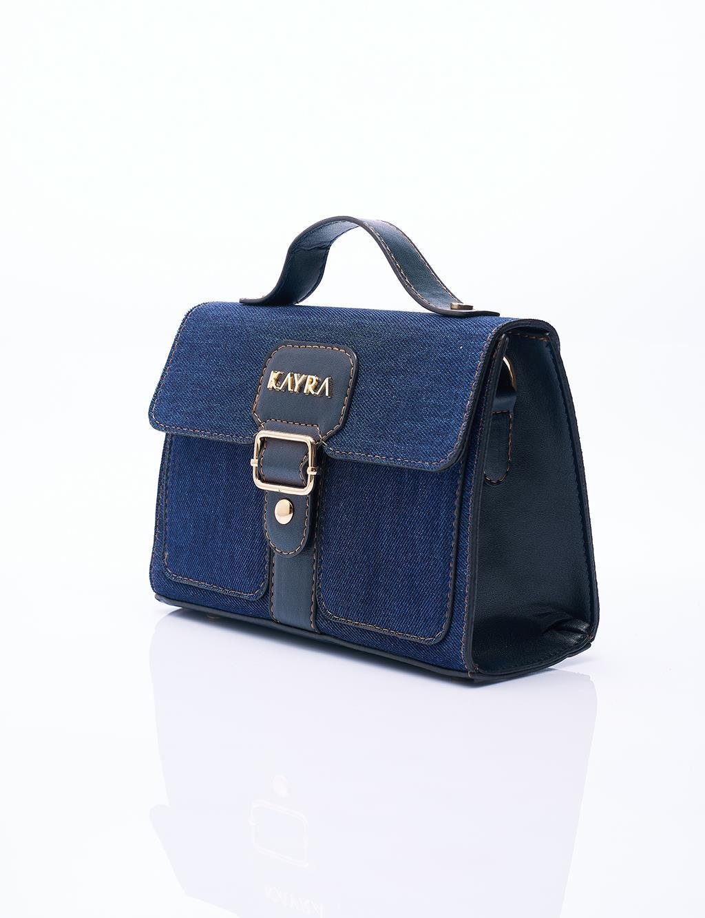 KAYRA Çıkarılabilir Askılı Denim Çanta Siyah KA-B24-CNT54-140