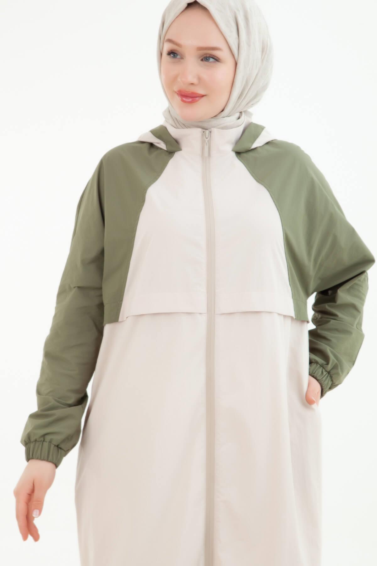 Armine TREND Paraşüt Kumaş Yağmurluk 2 Renkli Giy - Çık Bej 25yt515