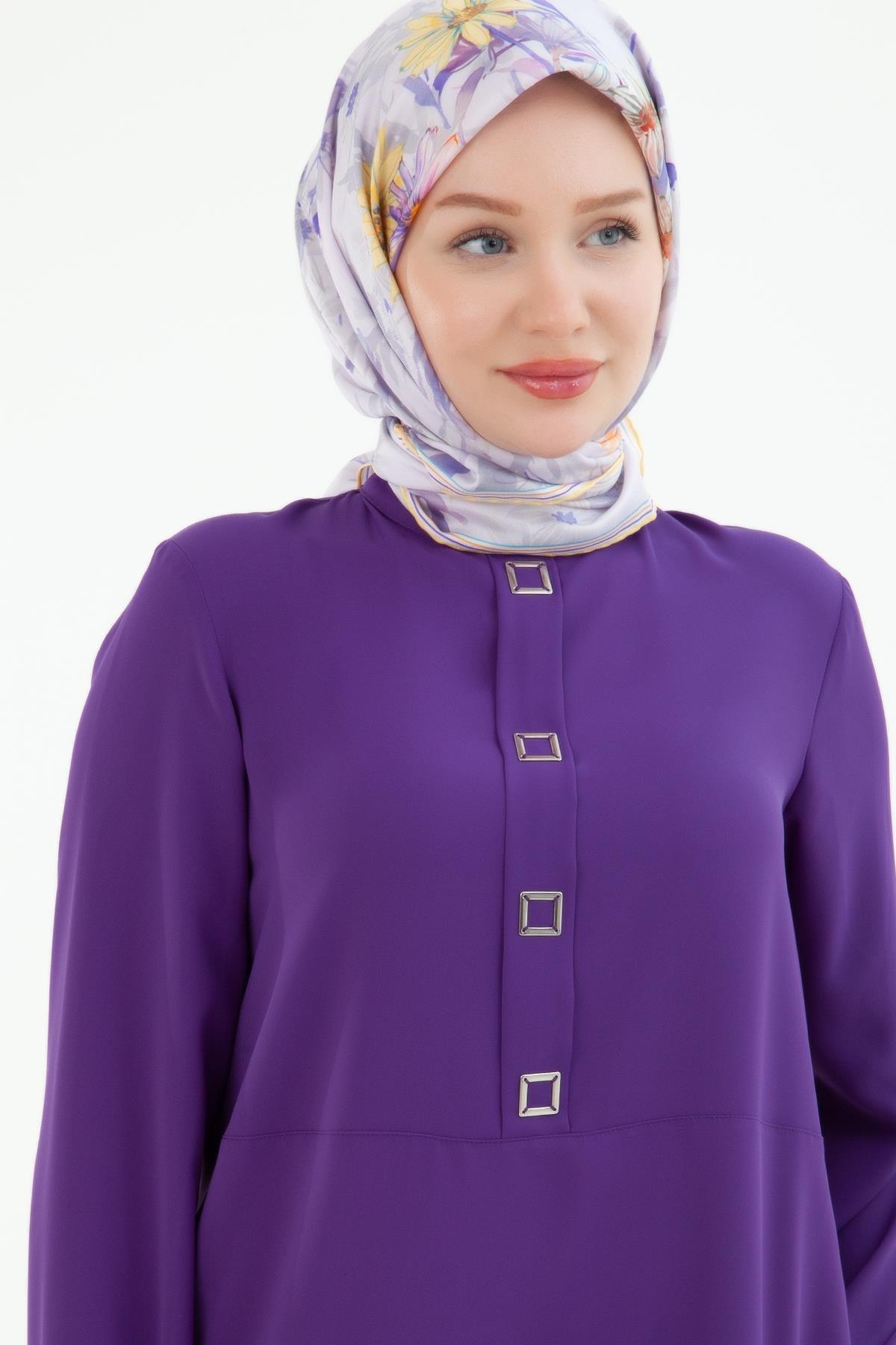 ARMİNE TREND Kare Çıtçıtlı Tunik Morcivet 24YT451