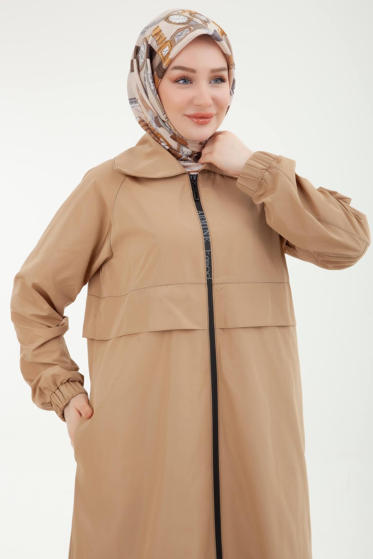 Armine TREND İmzalı Paraşüt Kumaş Yağmurluk Kap Giy Çık Bej 24YT703