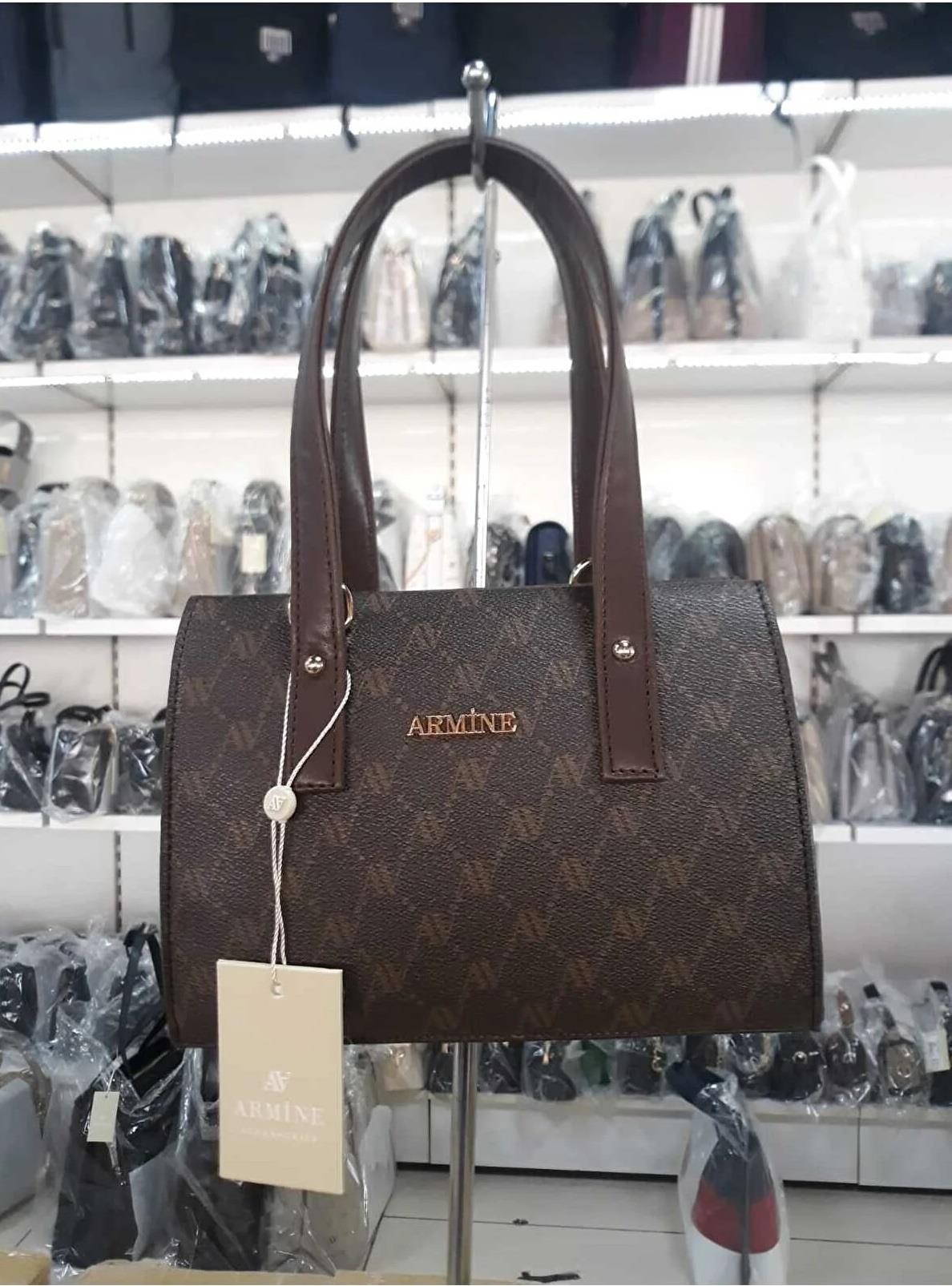 Armine 350 Bayan Çanta Kahverengi Noktalı