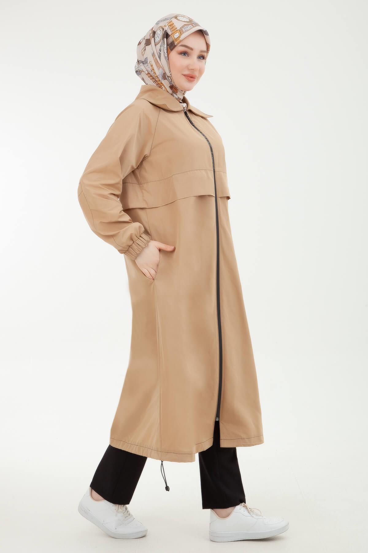 Armine TREND İmzalı Paraşüt Kumaş Yağmurluk Kap Giy Çık Bej