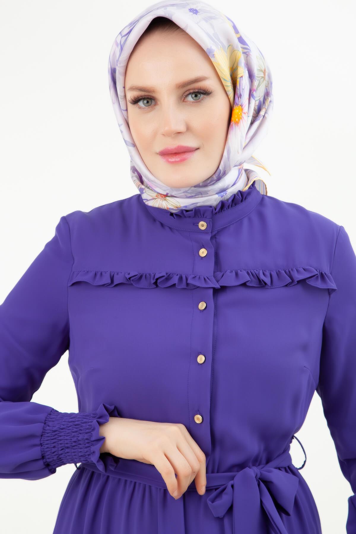 Armine TREND İpek Krep Kumaş Astarlı Elbise Leylak 24YT909