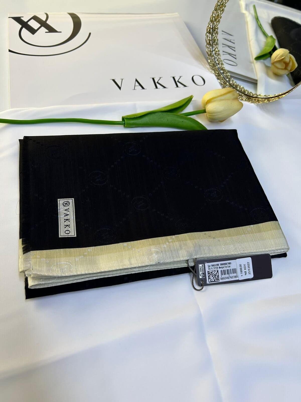 Vakko Hologram Yeni Sezon Şal Siyah Krem