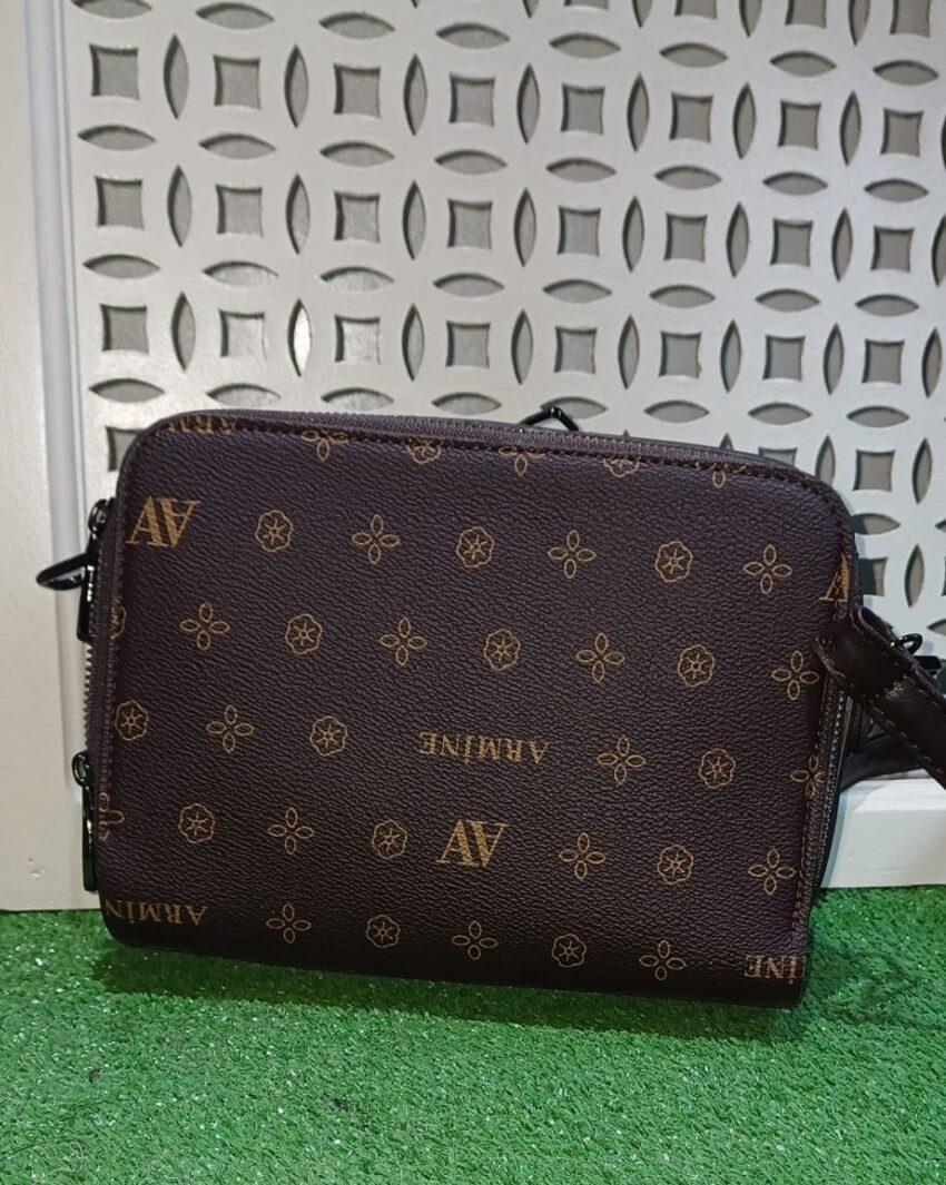 Armine 228 Kadın Omuz Çantası Kahve Baskılı