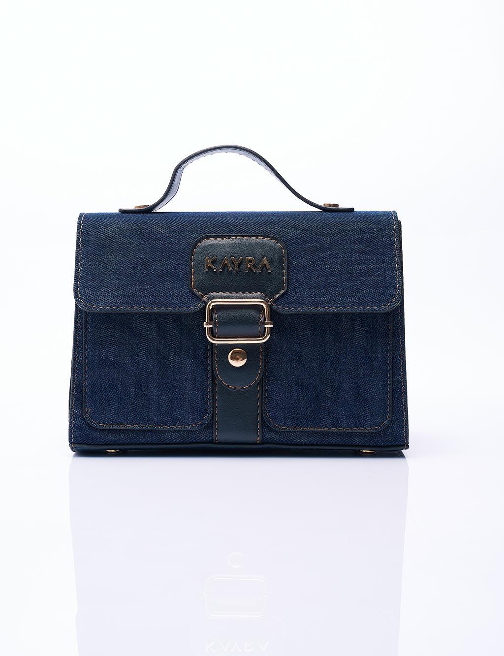 KAYRA Çıkarılabilir Askılı Denim Çanta Siyah KA-B24-CNT54-140