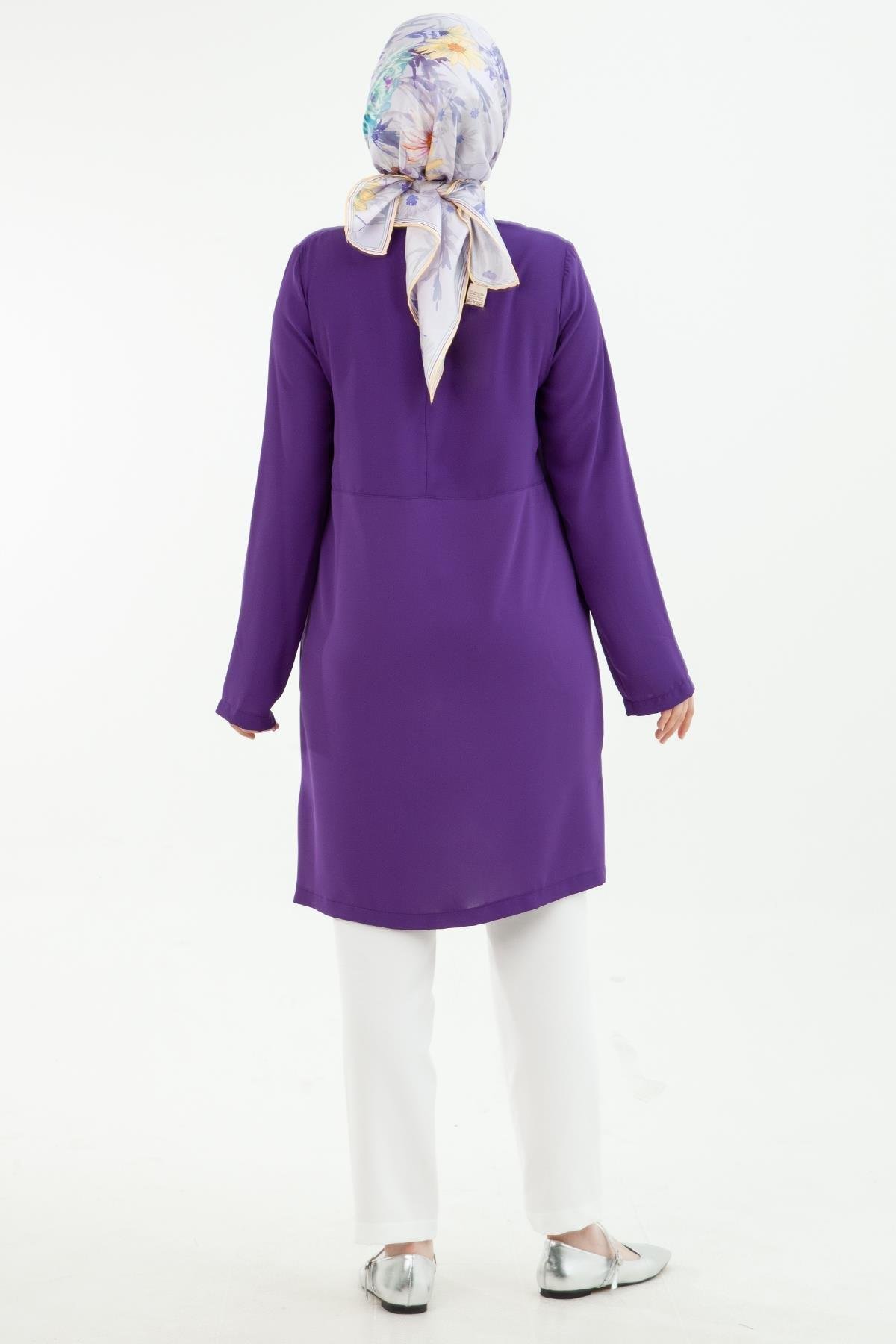 ARMİNE TREND Kare Çıtçıtlı Tunik Morcivet 24YT451