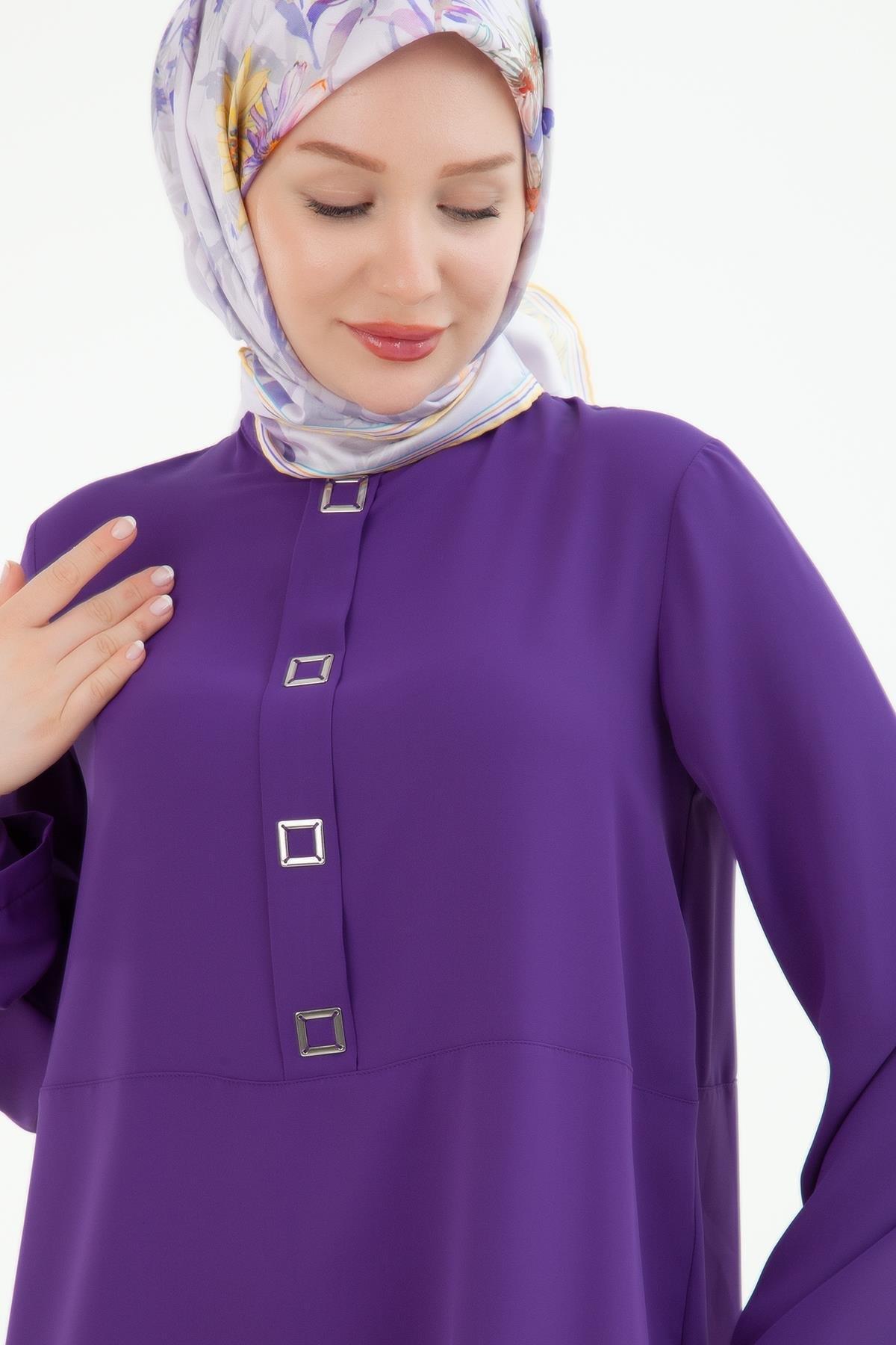 ARMİNE TREND Kare Çıtçıtlı Tunik Morcivet 24YT451