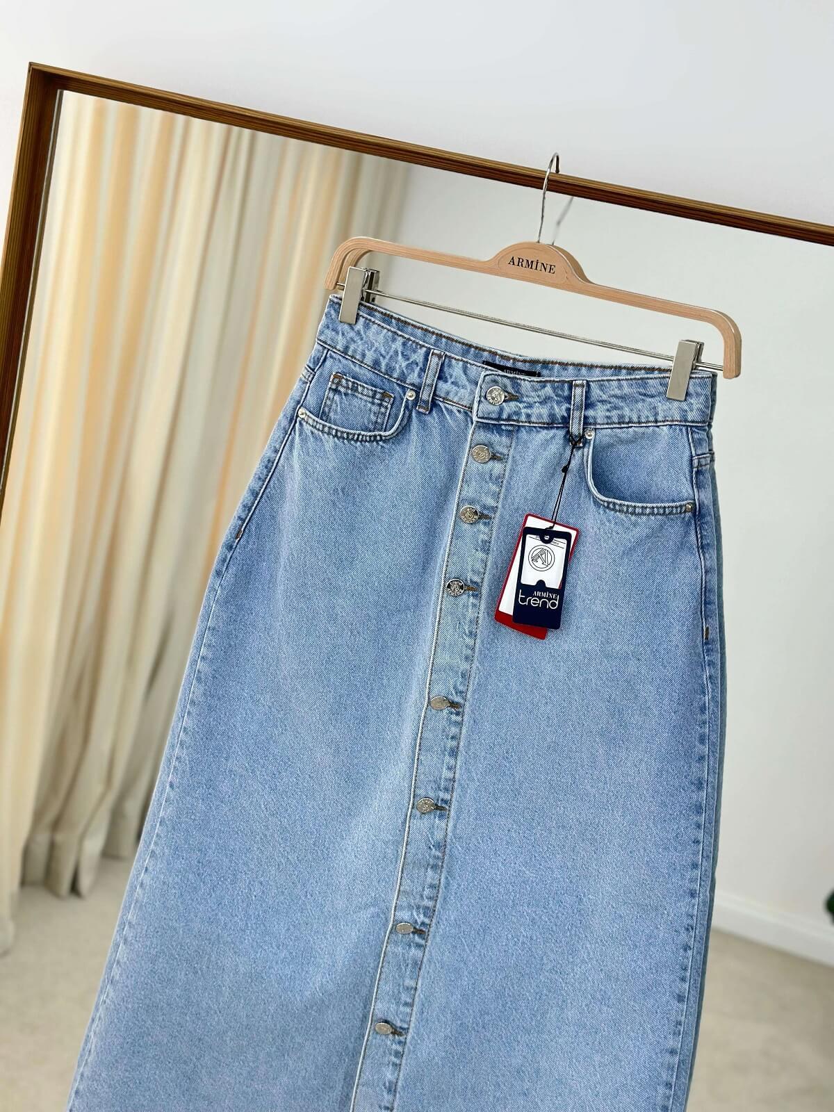 Armine TREND Önden Düğmeli Denim Etek 24YTD104