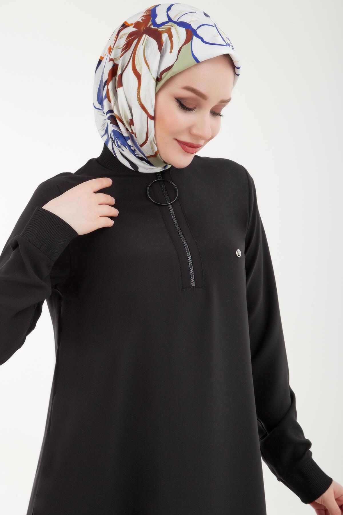 Armine TREND Halkalı Tunik Büyük Beden Siyah 24YT478