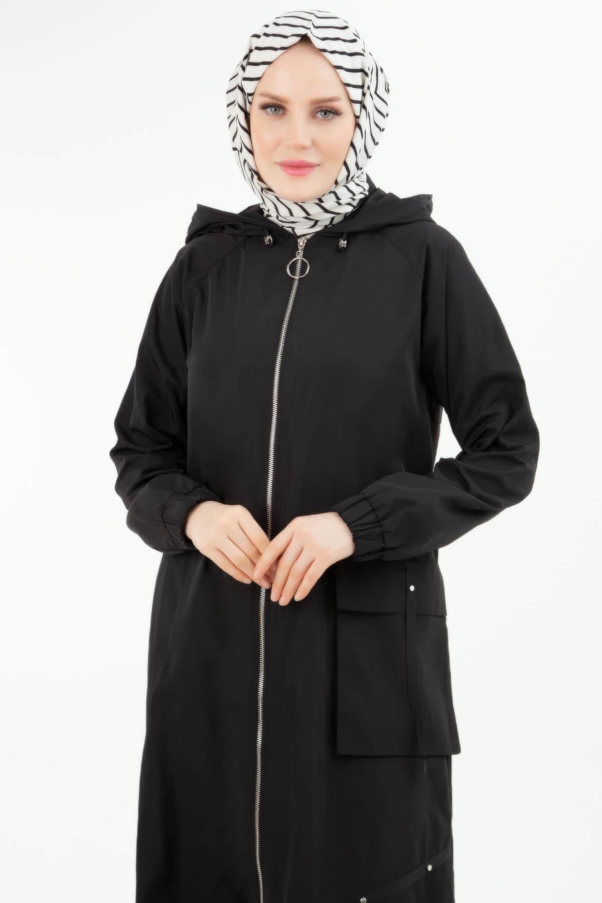 Armine TREND Paraşüt Kumaş Yağmurluk Kap Giy Çık Siyah 24YT801