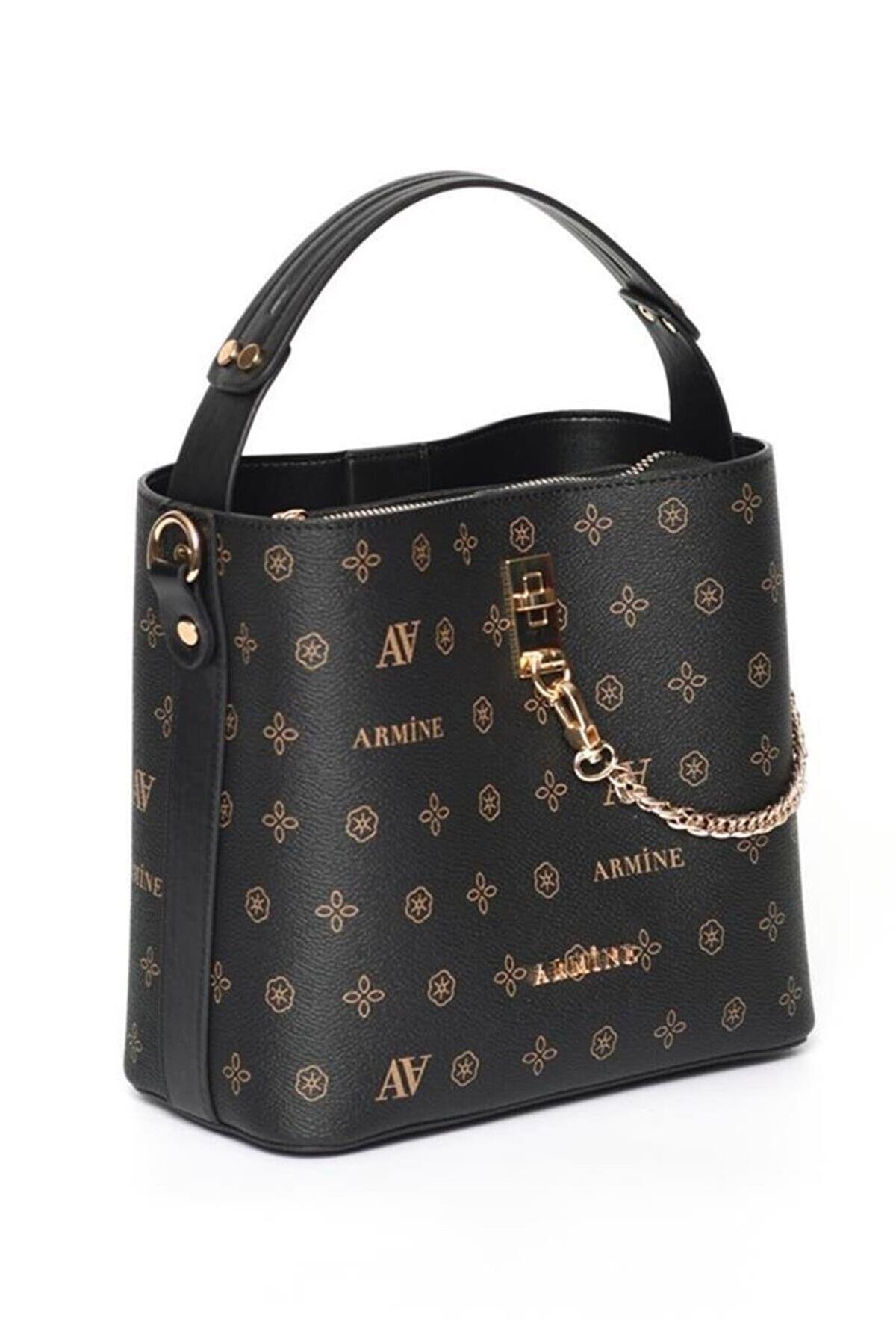Armine 222 Bayan Çanta Siyah Baskılı