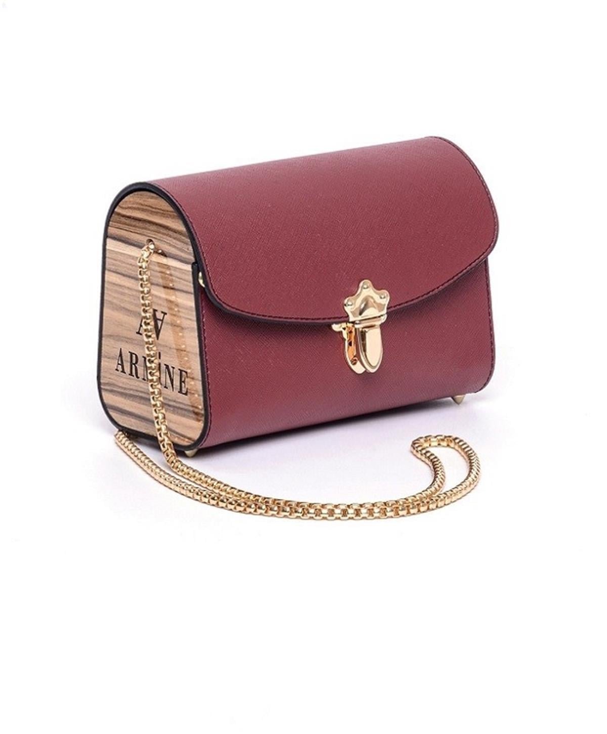 Armine 258 Ahşap Çanta Bordo