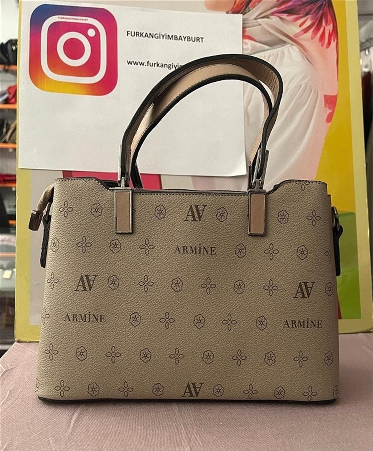 Armine 311 Bayan Çanta Vizon Baskılı