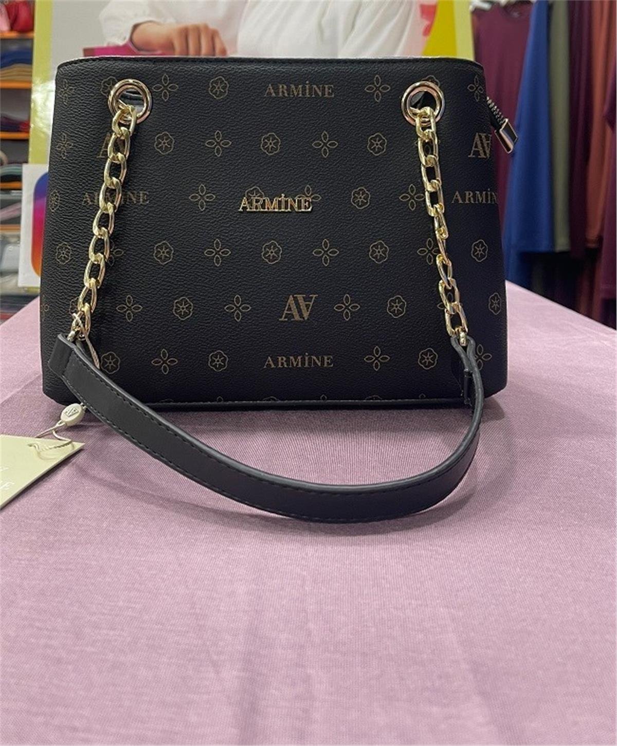 Armine 332 Bayan Çanta Siyah Baskılı