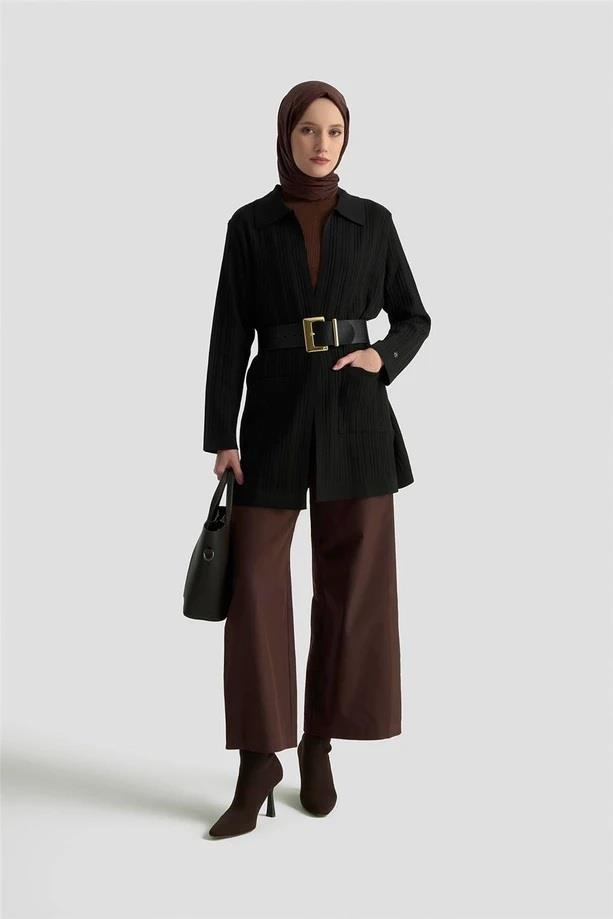 Armine Cepli Triko Ceket Siyah 25KTD569