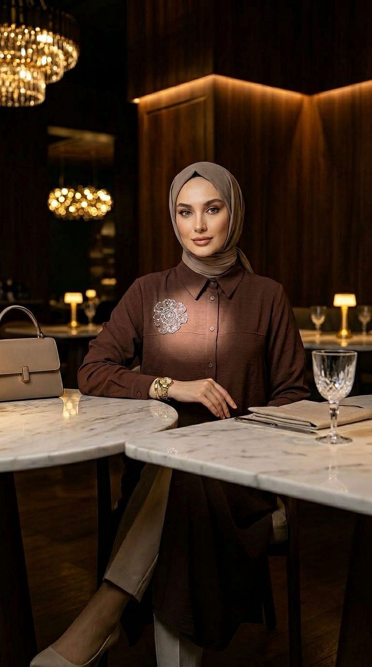 Armine TEND Çiçek Detaylı Tunik Cappucino 26YT403